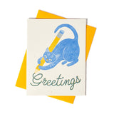 Bromstad Printing Co. - Greetings Pencil Cat - Risograph Card