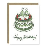 Kindred Letterpress - 40th Birthday Cake Card | Letterpress Birthday Card