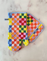 Idlewild Co. - Rainbow Check Cotton Oven Mitt + Pot Holder Set