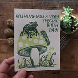 Ratbee Press - Birthday Frog Mushroom Card