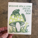 Ratbee Press - Birthday Frog Mushroom Card