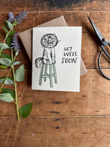 Ratbee Press - Get Well Soon Cat letterpress card