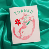 Bromstad Printing Co. - Thanks Cat & Flower - Risograph Card