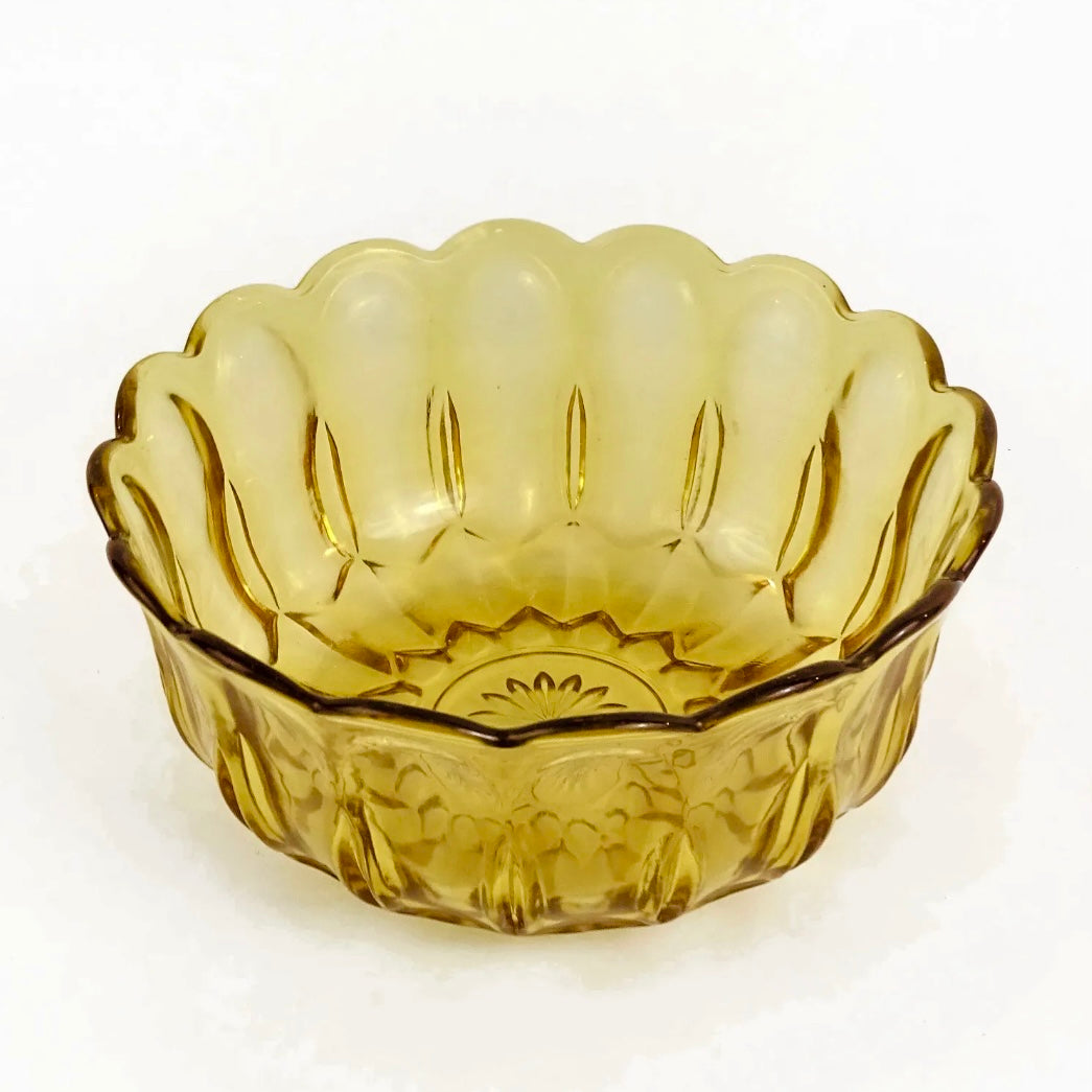 Vintage Amber Glass Flower Bowl Dharma + Dwell
