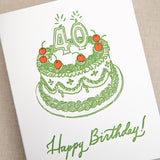 Kindred Letterpress - 40th Birthday Cake Card | Letterpress Birthday Card
