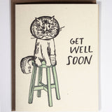 Ratbee Press - Get Well Soon Cat letterpress card