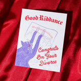 Bromstad Printing Co. - Good Riddance Divorce Cat - Risograph Card