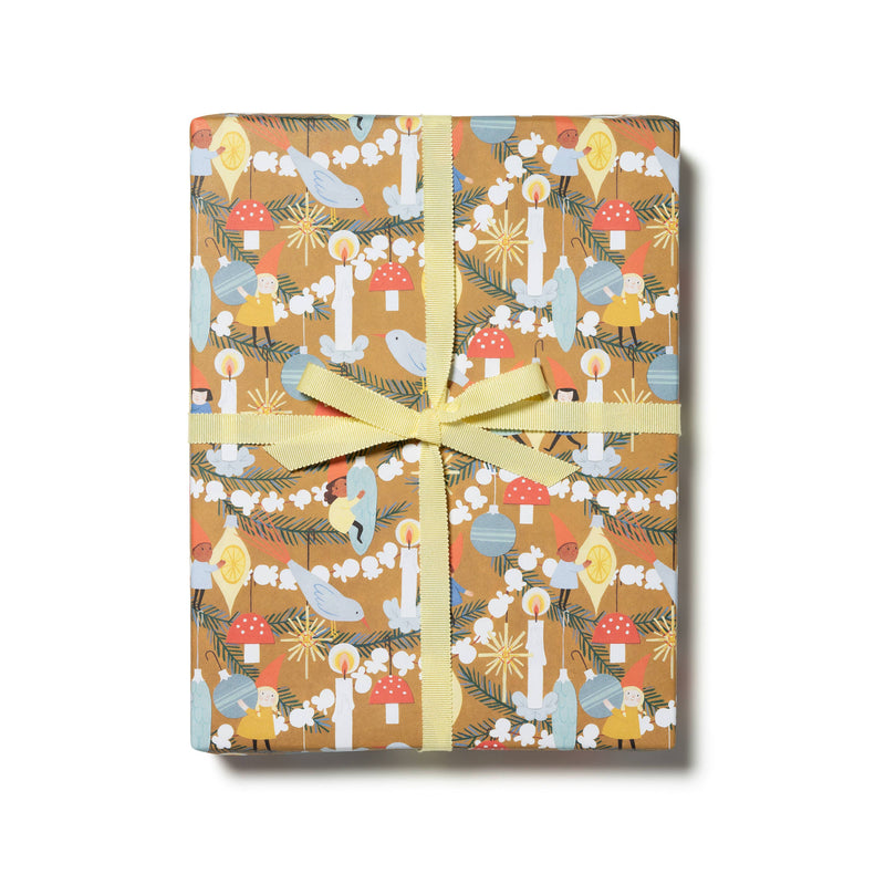Red Cap Cards - Christmas Elves Holiday Wrapping Paper