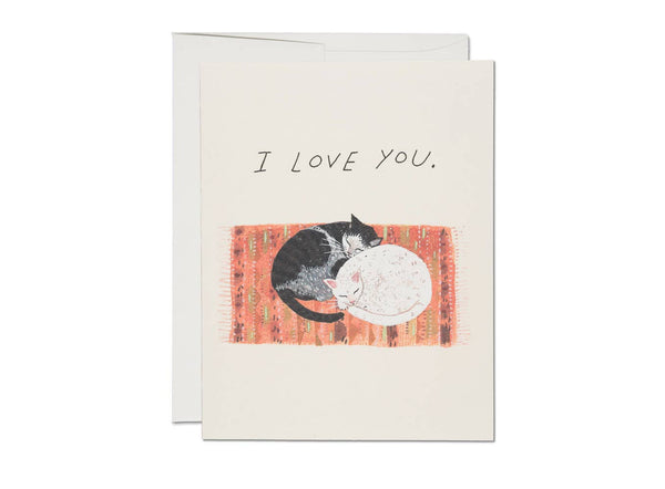 Red Cap Cards - Cat Cuddle love greeting card