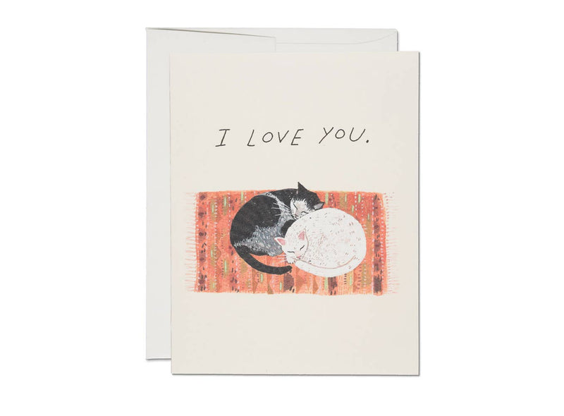 Red Cap Cards - Cat Cuddle love greeting card