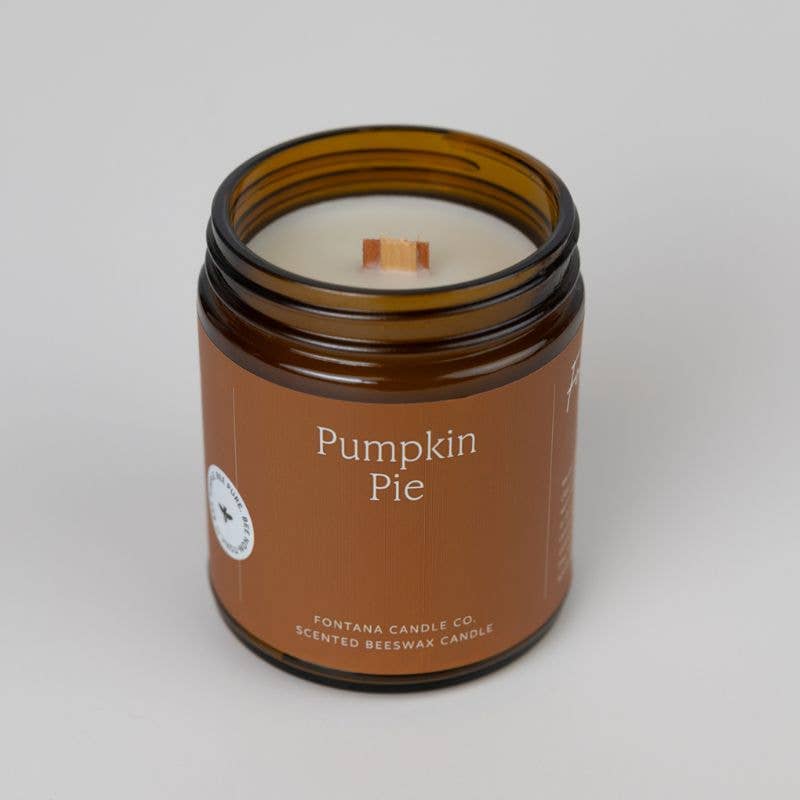 Fontana Candle Co. - Pumpkin Pie Essential Oil Beeswax Jar Candle: Non-Toxic