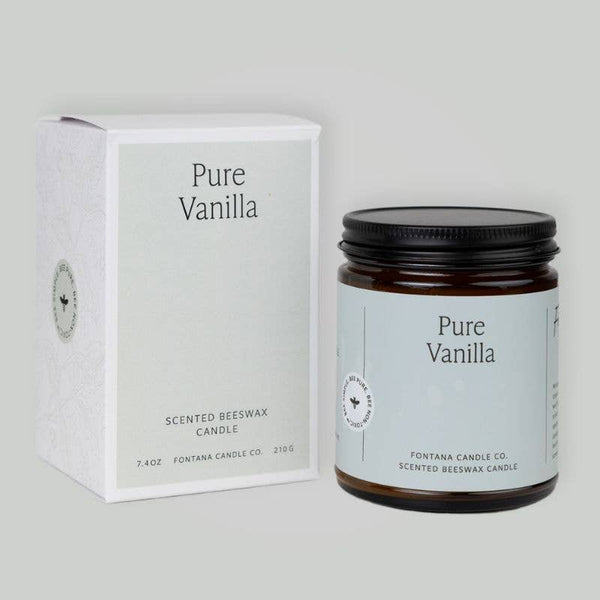 Fontana Candle Co. - Pure Vanilla Essential Oil Beeswax Jar Candle: Non-Toxic