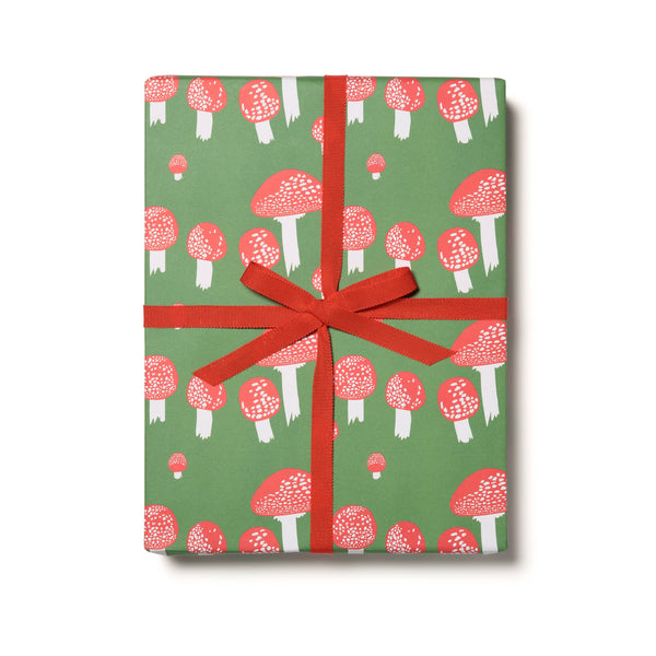 Red Cap Cards - Festive Mushrooms Holiday Wrapping Paper