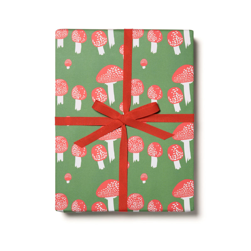 Red Cap Cards - Festive Mushrooms Holiday Wrapping Paper