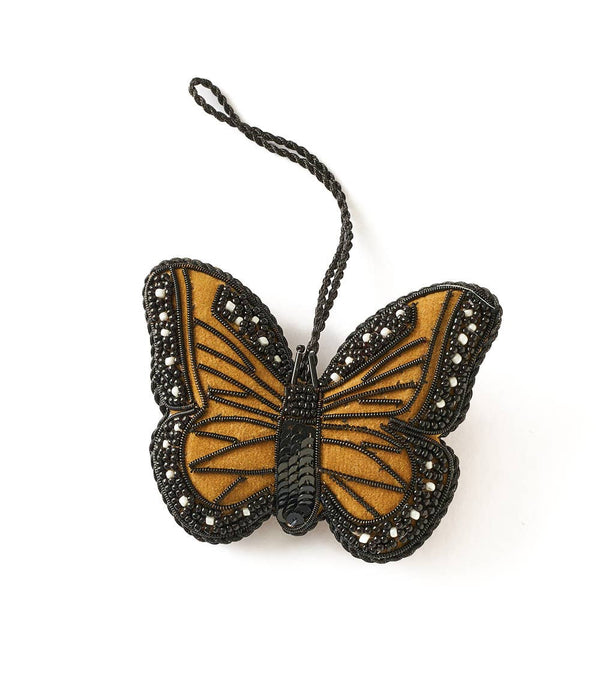Matr Boomie Fair Trade - Larissa Plush Butterfly Beaded Felt Ornament - Embroidered