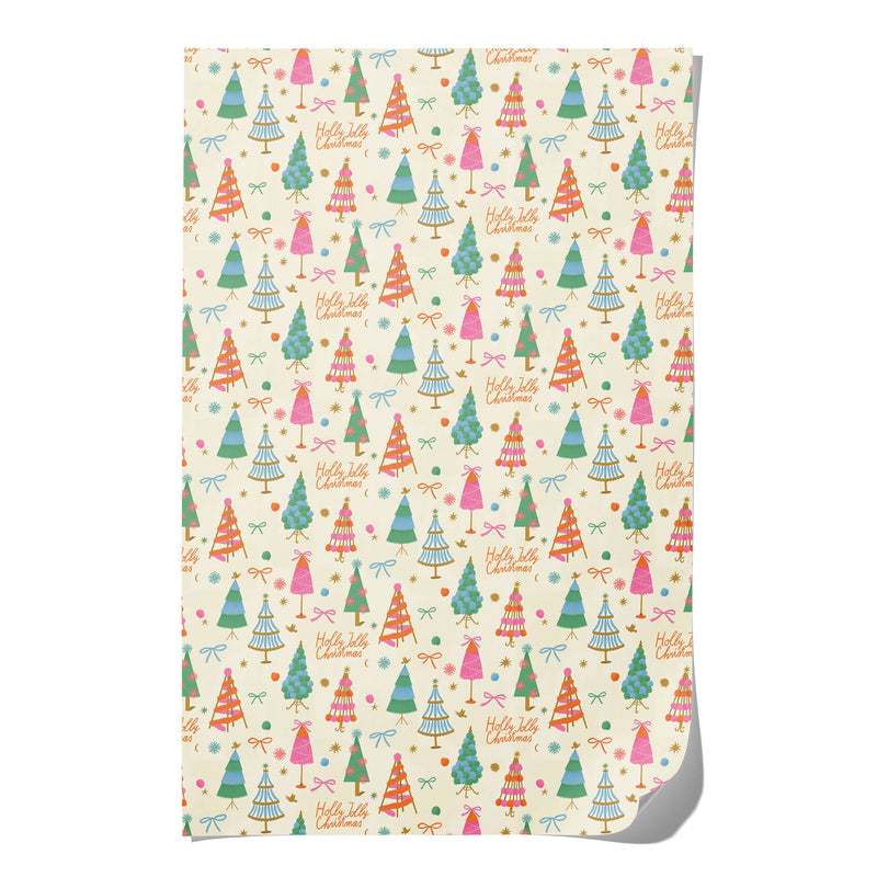 Red Cap Cards - Holly Jolly Trees Holiday Wrapping Paper