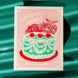Bromstad Printing Co. - Let's Eat Cake Cat - Risograph Birthday Card
