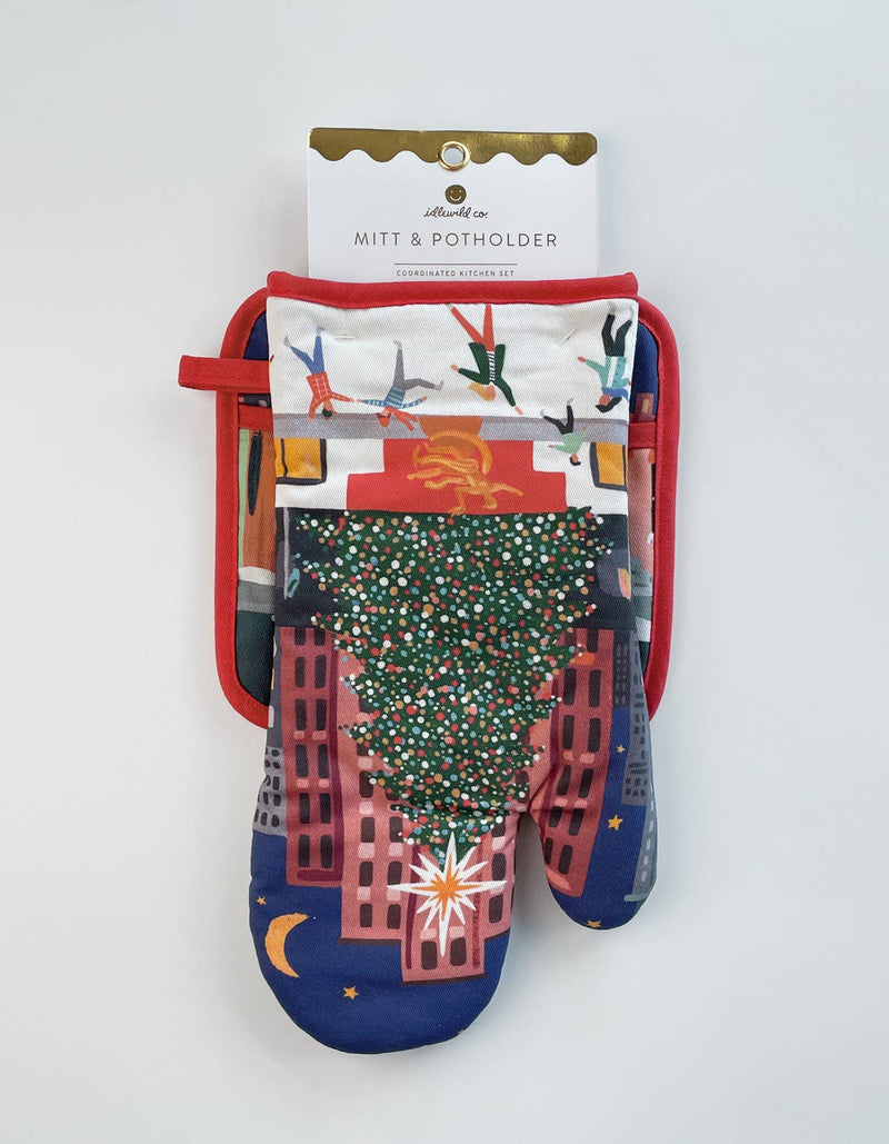Idlewild Co. - Rockefeller Cotton Oven Mitt + Pot Holder Set