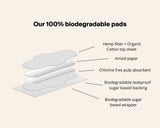 Rif Care - Night Organic Biodegradable Hemp Fiber Long Pads  (10 ct)