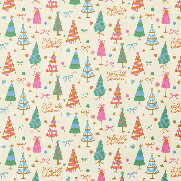 Red Cap Cards - Holly Jolly Trees Holiday Wrapping Paper
