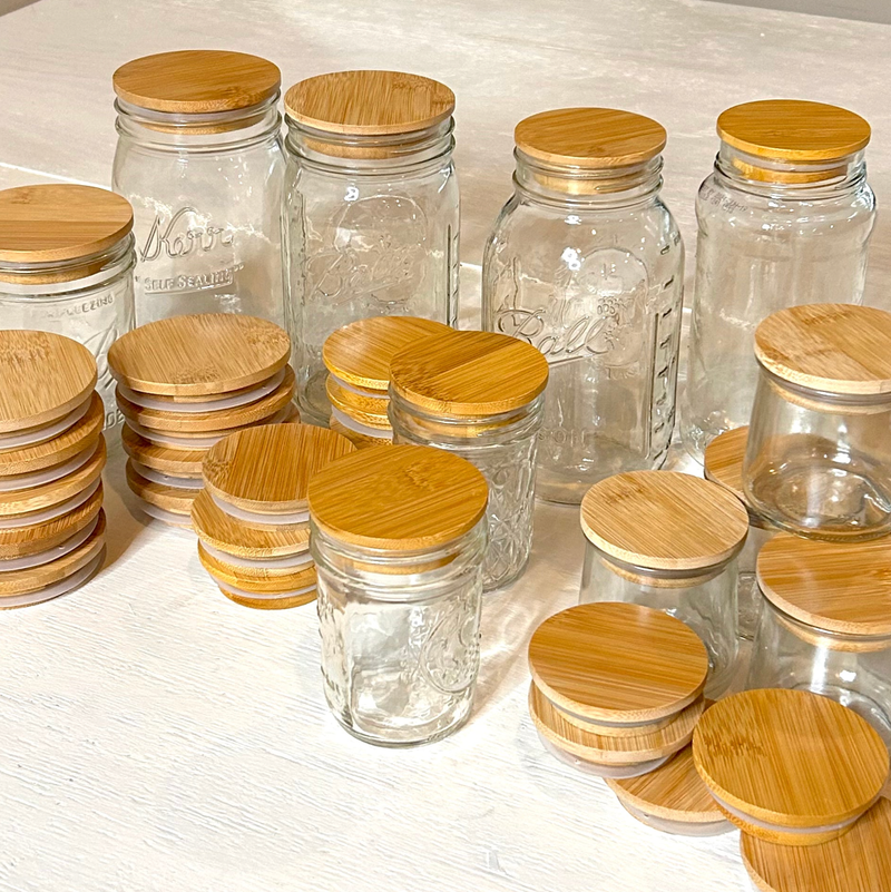 Bamboo Switch - Bamboo Mason Jar Lid | Wide Mouth | Summer Bestseller