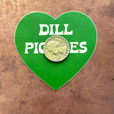The Silver Spider - Dill Pickles Heart Sticker green restaurant deli gifts