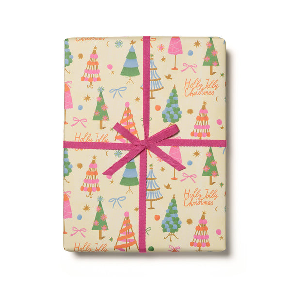 Red Cap Cards - Holly Jolly Trees Holiday Wrapping Paper