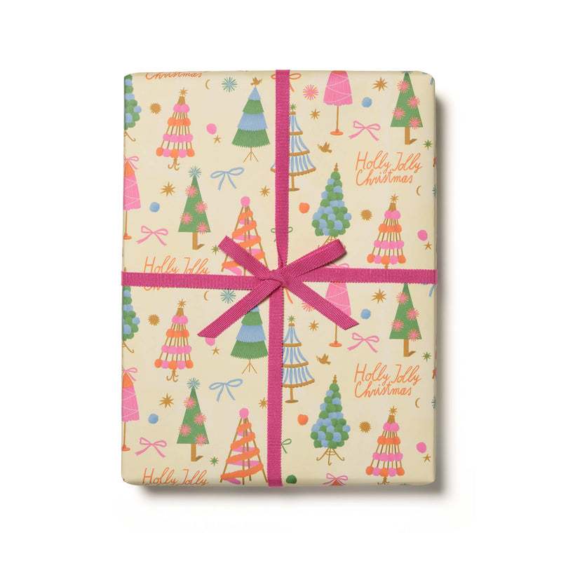 Red Cap Cards - Holly Jolly Trees Holiday Wrapping Paper