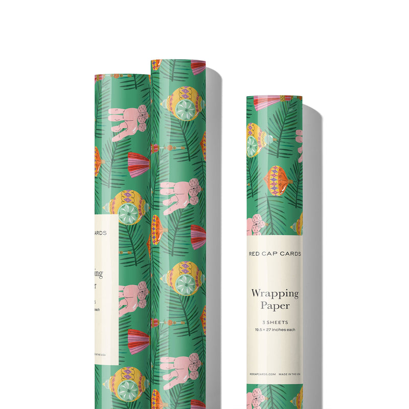 Red Cap Cards - Christmas Poodle Holiday Wrapping Paper