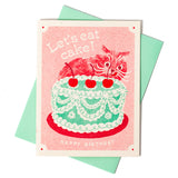 Bromstad Printing Co. - Let's Eat Cake Cat - Risograph Birthday Card
