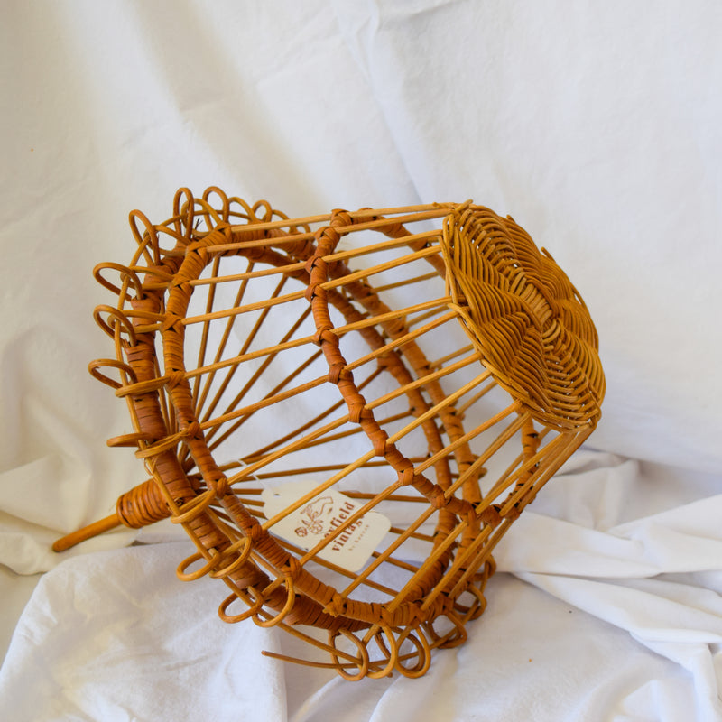 Vintage 1970s Wicker Cage Plant Holder