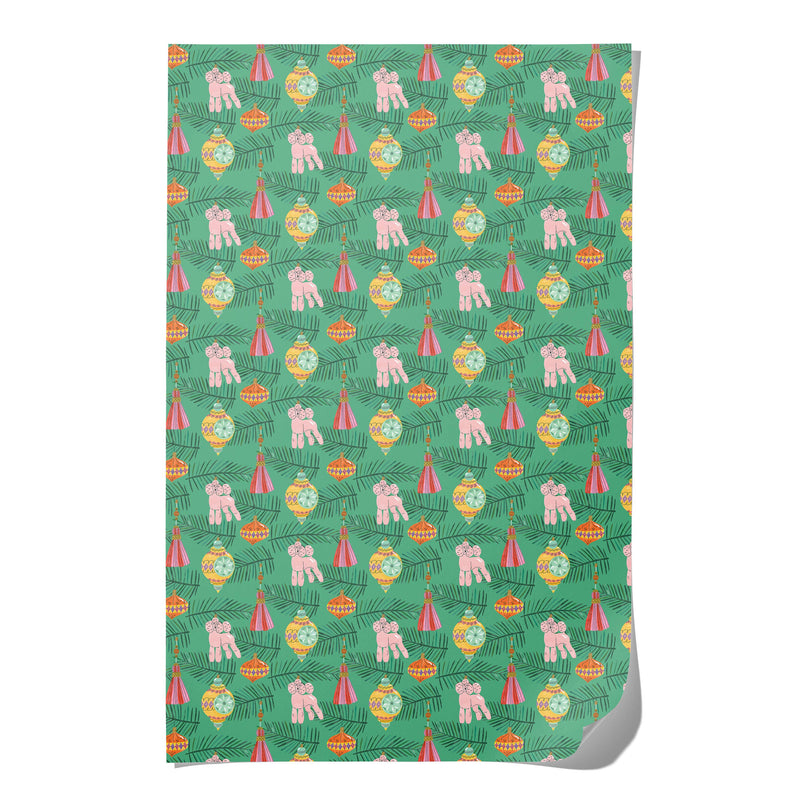 Red Cap Cards - Christmas Poodle Holiday Wrapping Paper