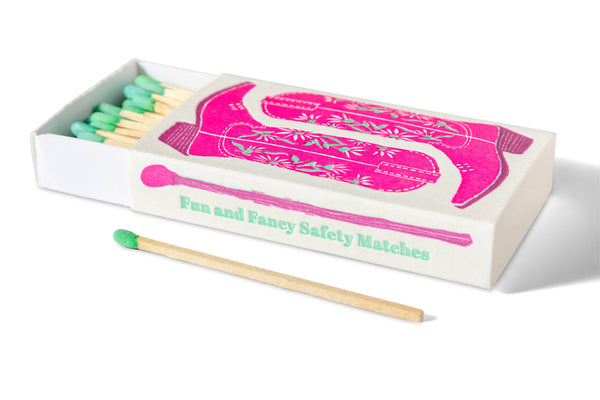 Color Box Design & Letterpress - Pink Cowgirl Boots | Fun & Fancy Safety Matches