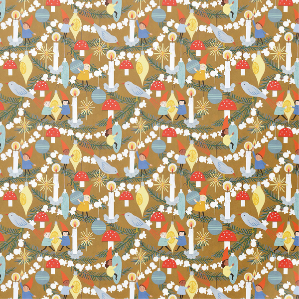 Red Cap Cards - Christmas Elves Holiday Wrapping Paper