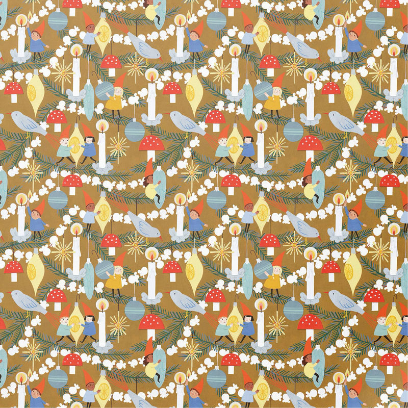 Red Cap Cards - Christmas Elves Holiday Wrapping Paper