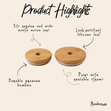 Bamboo Switch - Bamboo Mason Jar Lide | Wide with Straw Hole