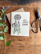 Ratbee Press - Get Well Soon Cat letterpress card
