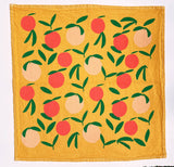 Julie Peach - Yellow Peach Toss 20" Tea Towel - Silkscreened 100% Cotton
