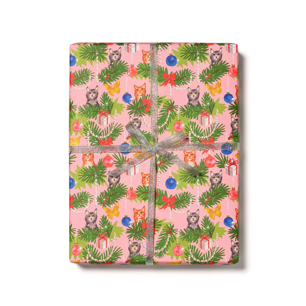 Red Cap Cards - Meowy Christmas Holiday Wrapping Paper