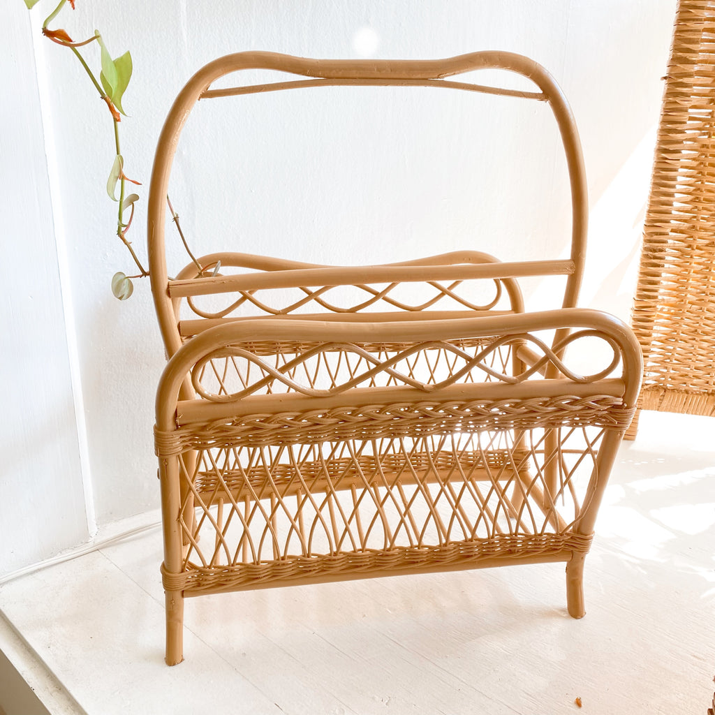 Vintage Rattan & Wicker Magazine Holder Dharma + Dwell