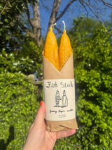 Tinned Candle - FISH STICKS - Fancy Beeswax Fish Shaped Taper Candles