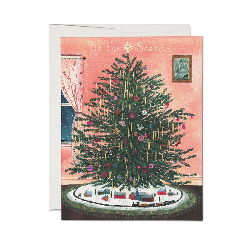 Red Cap Cards - Tinsel Tree Holiday Greeting Card