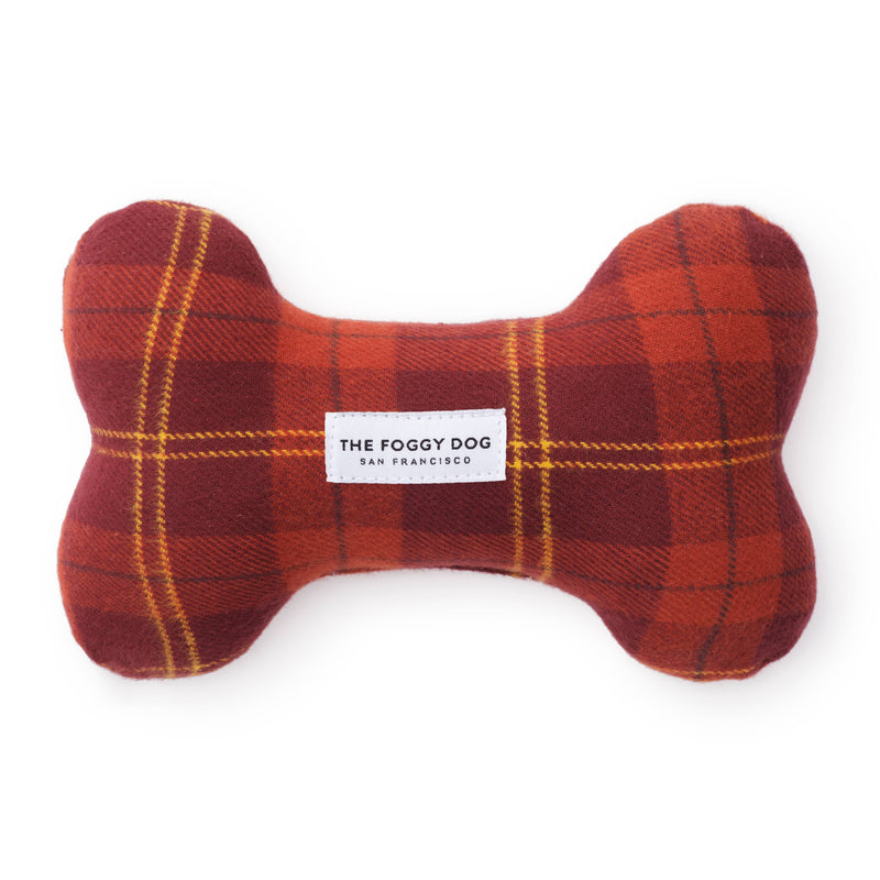 The Foggy Dog - Cider Plaid Flannel Fall Dog Bone Squeaky Toy