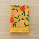 Julie Peach - Yellow Peach Toss 20" Tea Towel - Silkscreened 100% Cotton