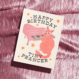 Bromstad Printing Co. - Happy Birthday Tiny Prancer Cat - Risograph Card