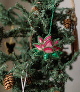 Matr Boomie Fair Trade - Larissa Plush Lotus Beaded Felt Ornament - Embroidered