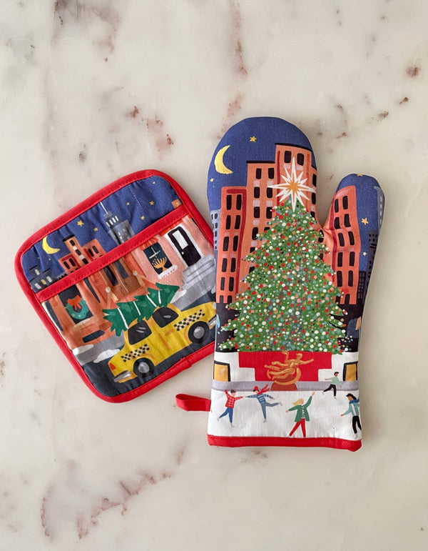 Idlewild Co. - Rockefeller Cotton Oven Mitt + Pot Holder Set