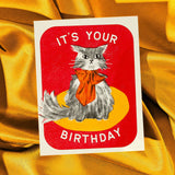 Bromstad Printing Co. - It's Your Birthday Bow Cat - Risograph Card