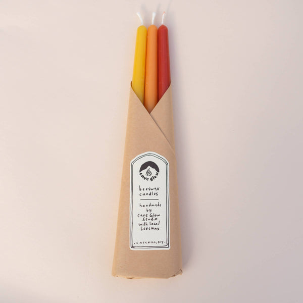 Cave Glow Studio - Sunrise Beeswax Taper-Set of 3