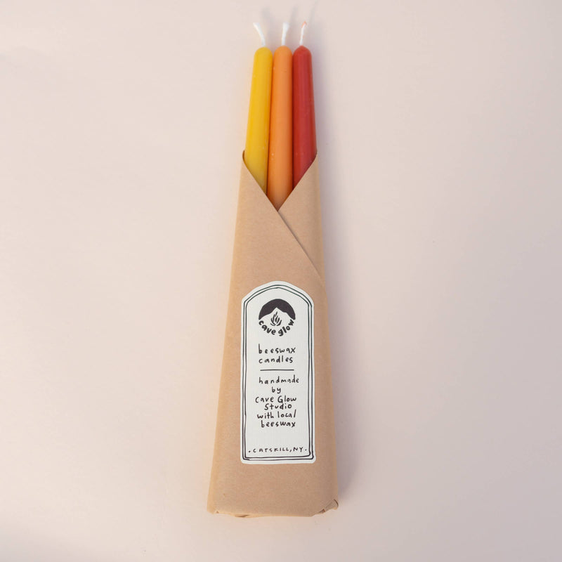 Cave Glow Studio - Sunrise Beeswax Taper-Set of 3